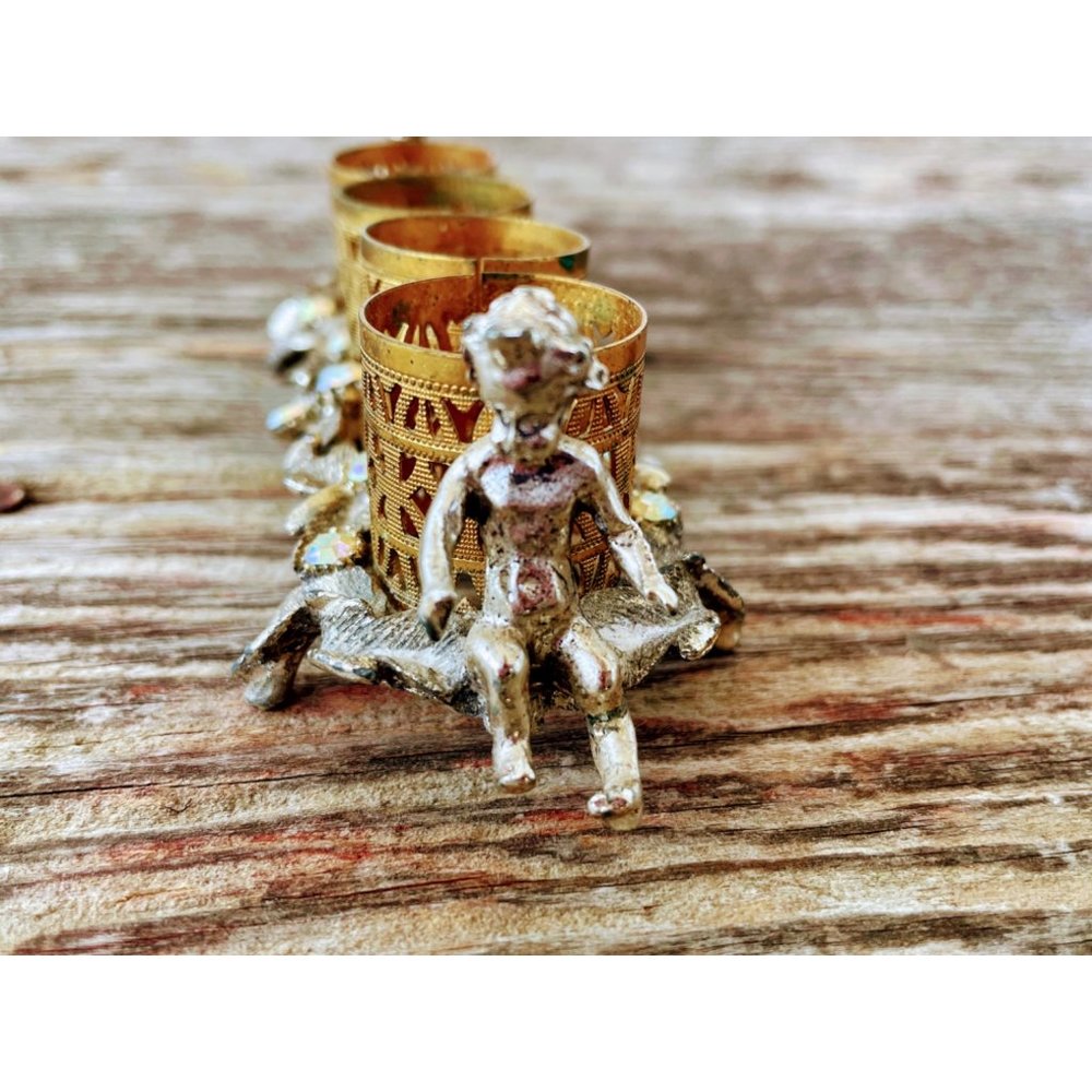 Vintage Cherub Lipstick Holder With Rhinestones - Picture 8 of 12